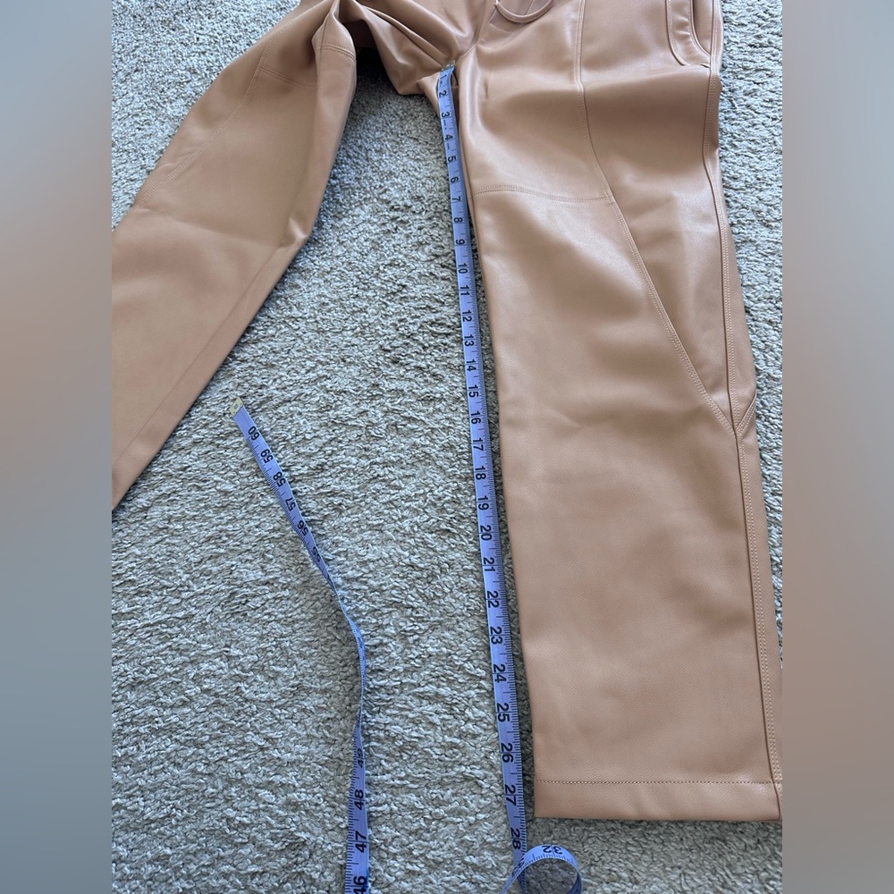 Melissa Nepton Faux Leather Pants | Tan | Size Small | Drawstring Waist - Picture 7 of 13
